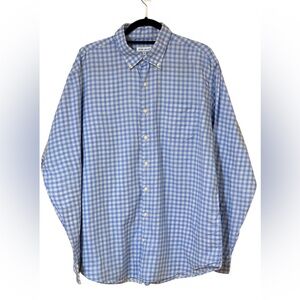 Peter Millar Blue White Gingham Cotton Button Down Shirt XL Classic Fit